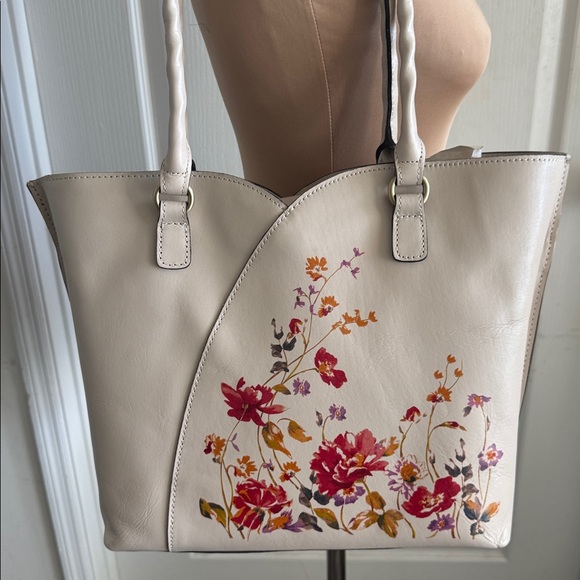 Patricia Nash Floral Leather Chalk White Floral Marion Tote Shoulder Bag - Picture 14 of 15